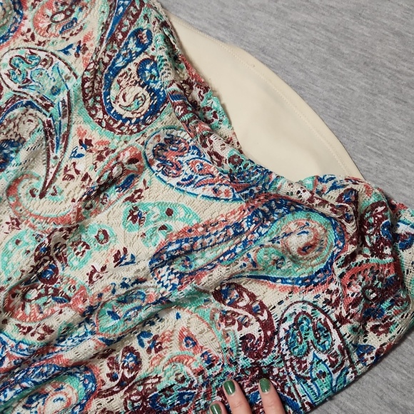 Y2K Xhilaration Paisley Print Lacey Sleeveless Summer Mini Tank Dress - Picture 12 of 14